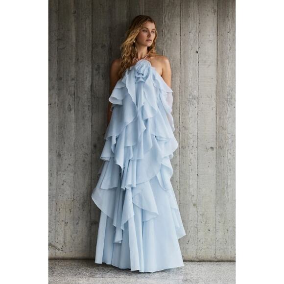 Aje Pandorea Layered Maxi Dress Silver Blue US 6 - Picture 2 of 11